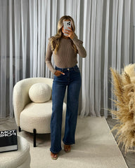 Saira High Waisted Straight Leg Jean - Dark Denim