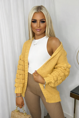 Jamie Short Bubble Sleeve Cardigan - Mustard