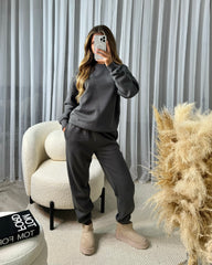 Tulip Round Neck Tracksuit Set - Slate Grey