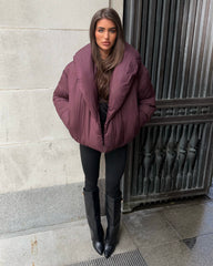 Valentina V-Neck Padded Coat - Plum