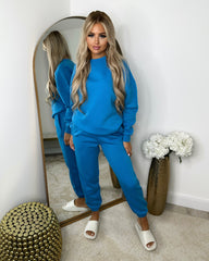 Tulip Round Neck Tracksuit Set - Bright Blue