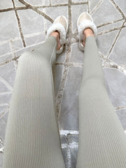Kaci Ribbed Leggings - Taupe