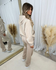 Ada Plain Fleece Lined Straight Leg Joggers - Beige