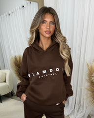 Skylar 'GLAMDOLL' High Density Front Detail Fleece Lined Hoodie - Chocolate