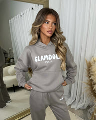 Zoey 'GLAMDOLL' BUBBLE PRINT Design Hoodie & Flared Jogger Set - Dove Grey