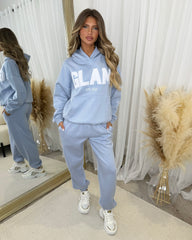Millie 'GLAM' BOLD EMOBROIDERY Front Logo Print Hoodie - Baby Blue