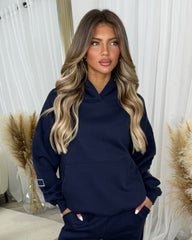 Clara 'GLAMDOLL' Embroidery Outline Detail Back Design Hoodie - Navy