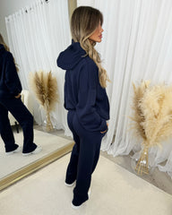 Skylar 'GLAMDOLL' High Density Front Detail Fleece Lined Hoodie - Navy