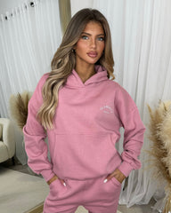 Lydia 'GLAMDOLL ORIGINAL' Front & Back Print Design Fleece Lined Hoodie - Blush Pink