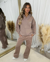 Lydia 'GLAMDOLL ORIGINAL' Front & Back Print Design Fleece Lined Hoodie - Mocha