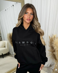Skylar 'GLAMDOLL' High Density Front Detail Fleece Lined Hoodie - Black