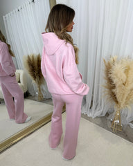 Clara 'GLAMDOLL' Embroidery Outline Detail Back Design Hoodie - Baby Pink