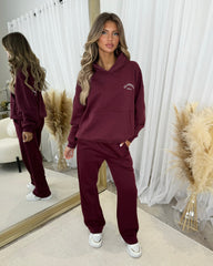 Lydia 'GLAMDOLL ORIGINAL' Front & Back Print Design Fleece Lined Hoodie - Burgundy