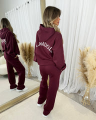 Lydia 'GLAMDOLL ORIGINAL' Front & Back Print Design Fleece Lined Hoodie - Burgundy