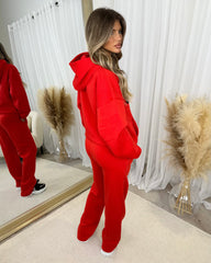 Millie 'GLAM' BOLD EMOBROIDERY Front Logo Print Hoodie - Red