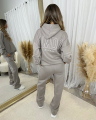 Clara 'GLAMDOLL' Embroidery Outline Detail Back Design Hoodie - Dove Grey