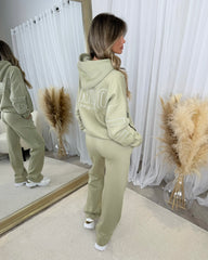 Clara 'GLAMDOLL' Embroidery Outline Detail Back Design Hoodie - Sage Green