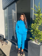 Eliana Oversized Hooded Tracksuit Set - Bright Blue