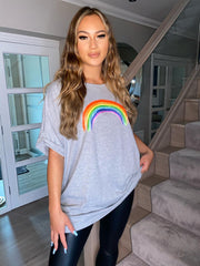 Lula Rainbow Oversize Top - Grey